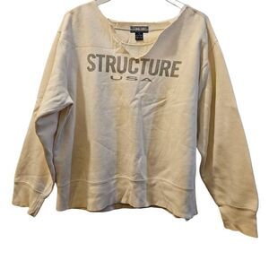 Structure USA V Neck pullover creme light sweater size M